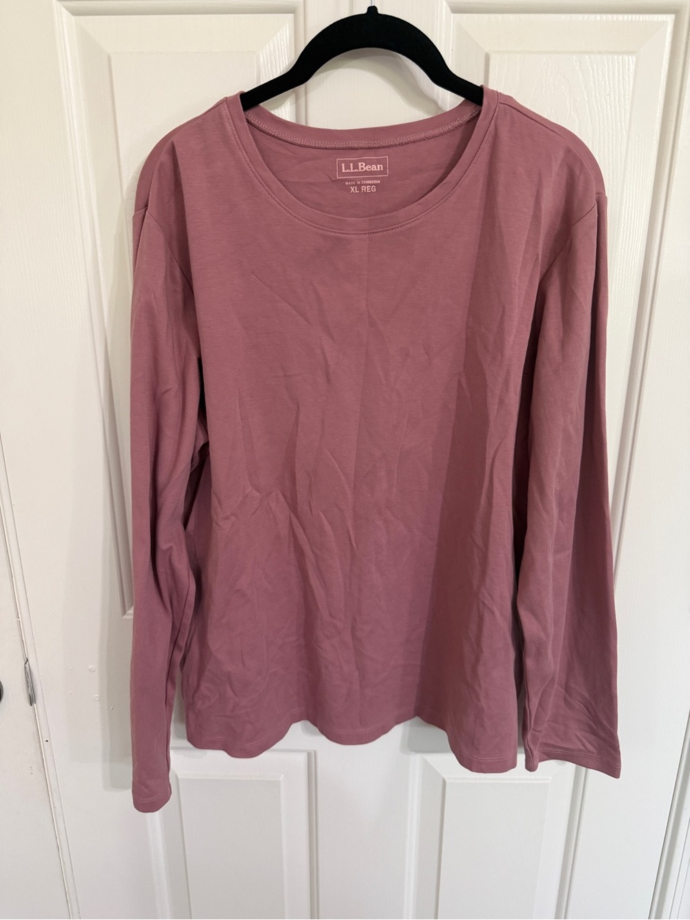 L.L.Bean XL Mauve Pima Cotton Long Sleeve Crewneck Tee Pink Preppy